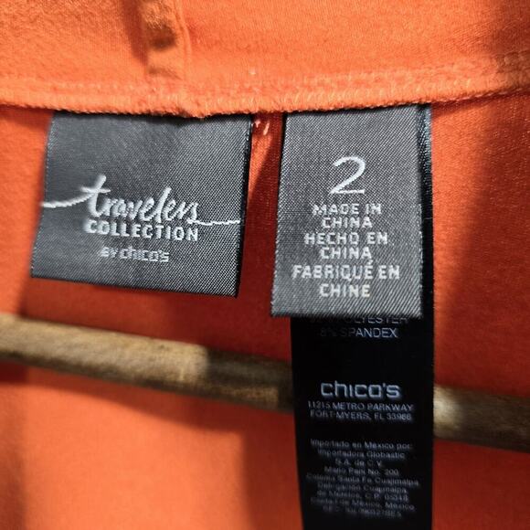 Chicos Cardigan Womens Large Orange Suede Perforated Topper Ruana Stretch - Picture 3 of 13